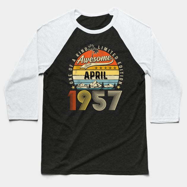 Awesome Since April 1957 Vintage 66th Birthday Baseball T-Shirt by PlumleelaurineArt